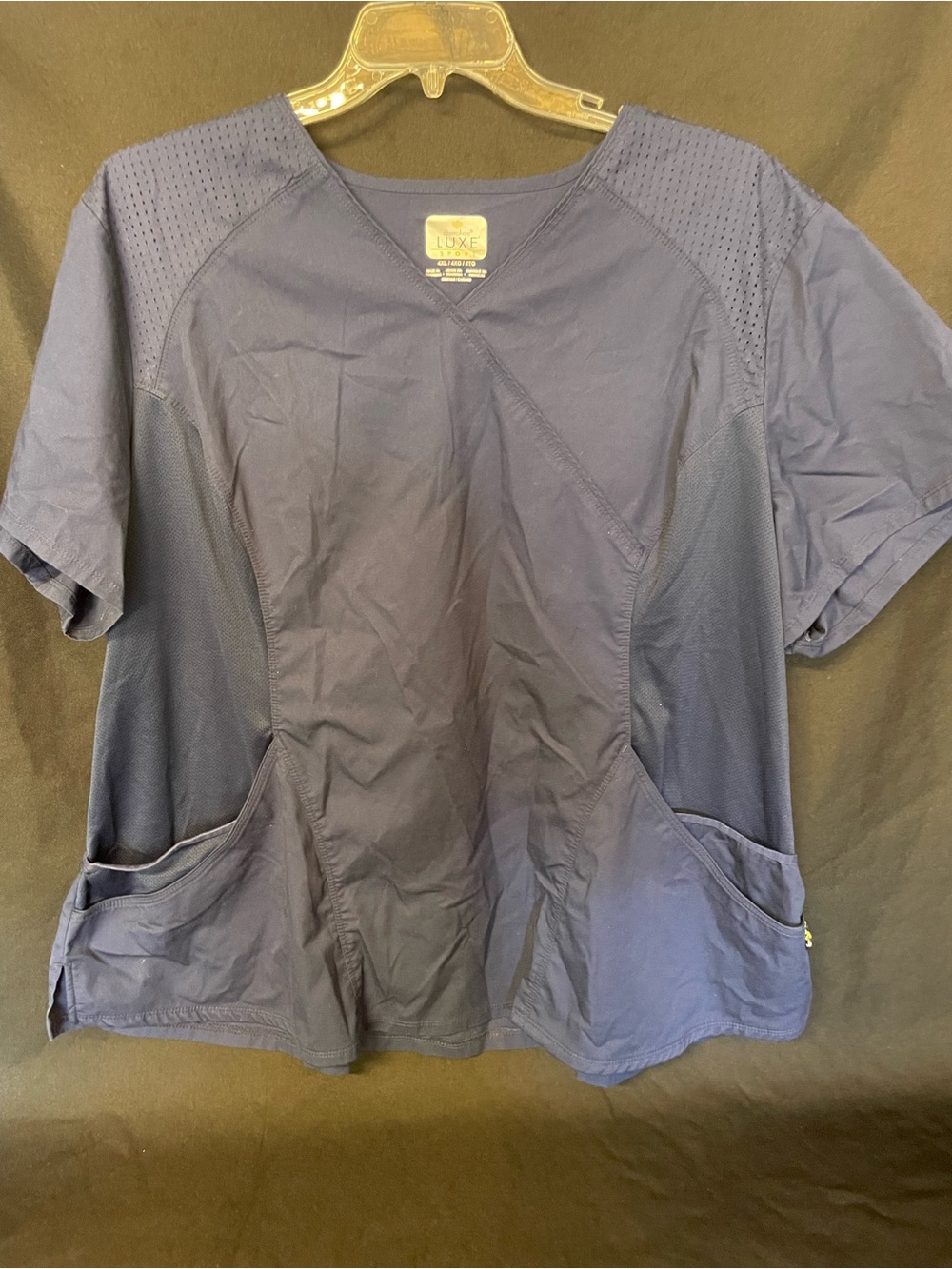 Cherokee Navy Short Sleeve V-Neck Scrub Top with Pockets